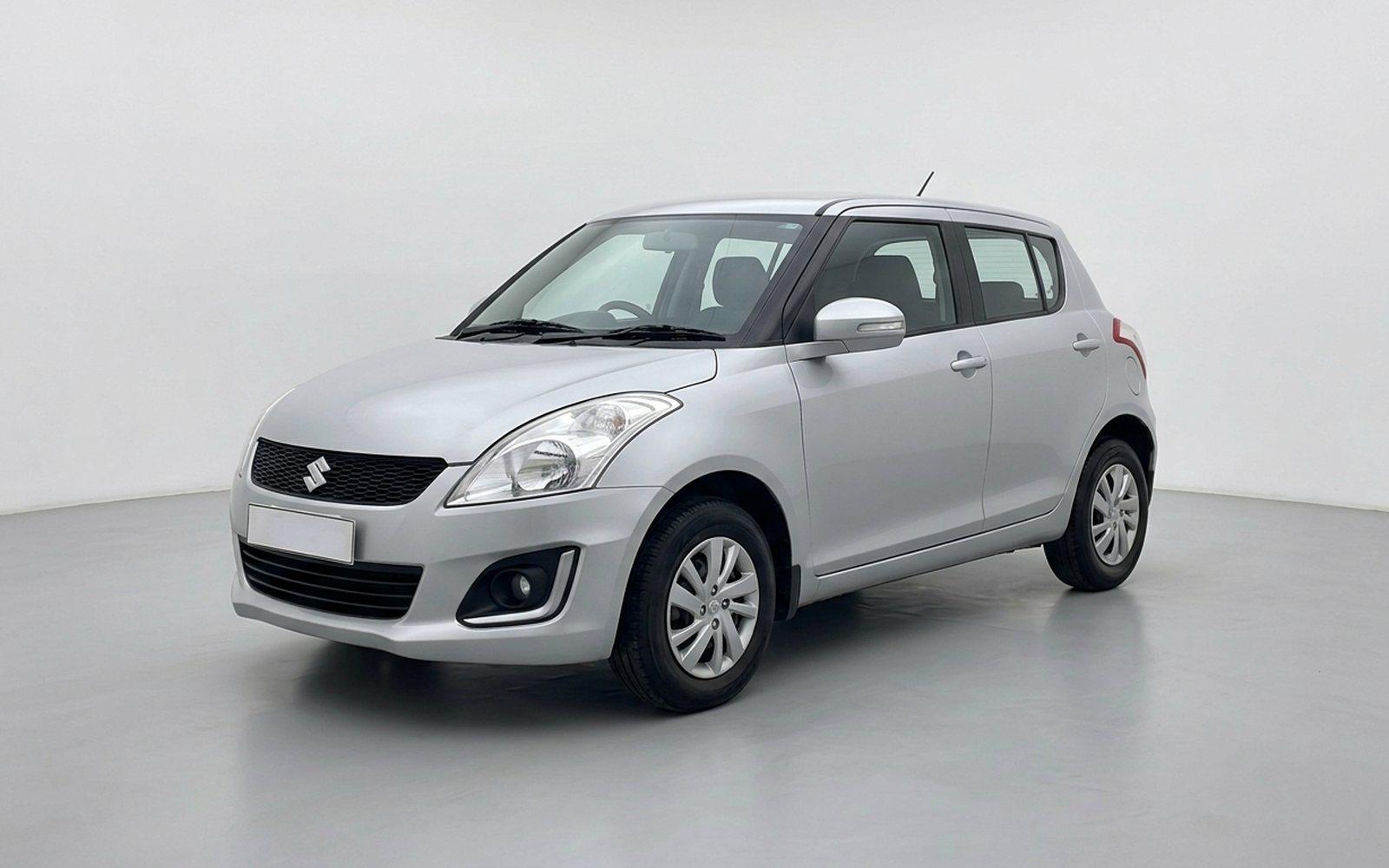 2015 Maruti Suzuki Swift, silver, front three-quarter view