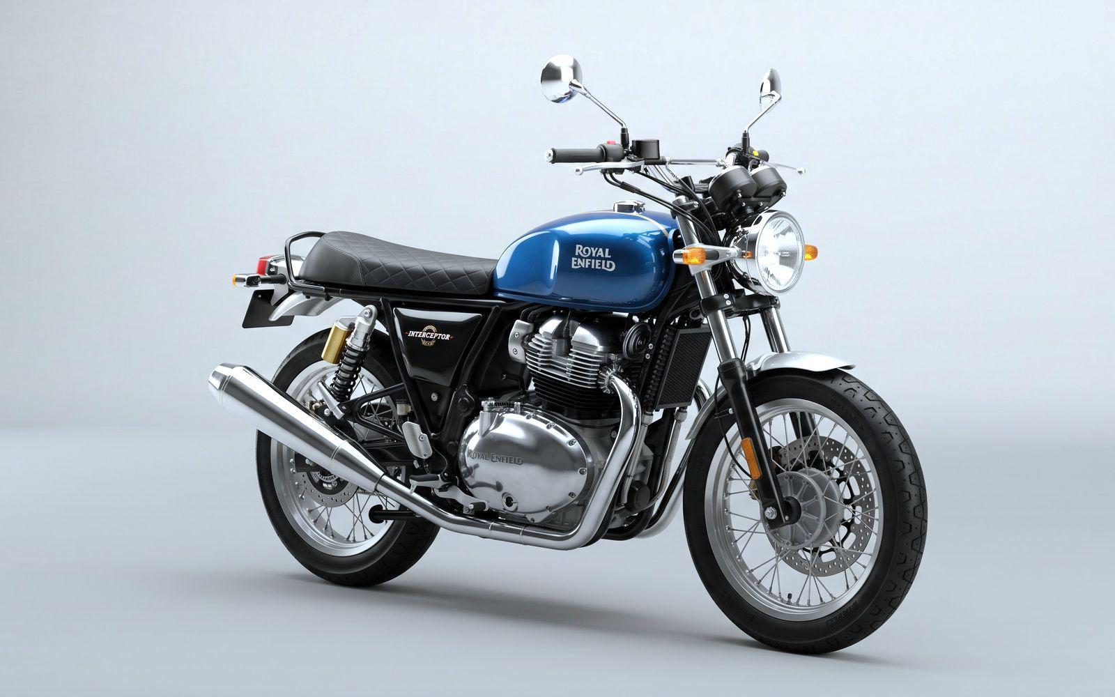 2020 Royal Enfield Interceptor 650, blue, front three-quarter view